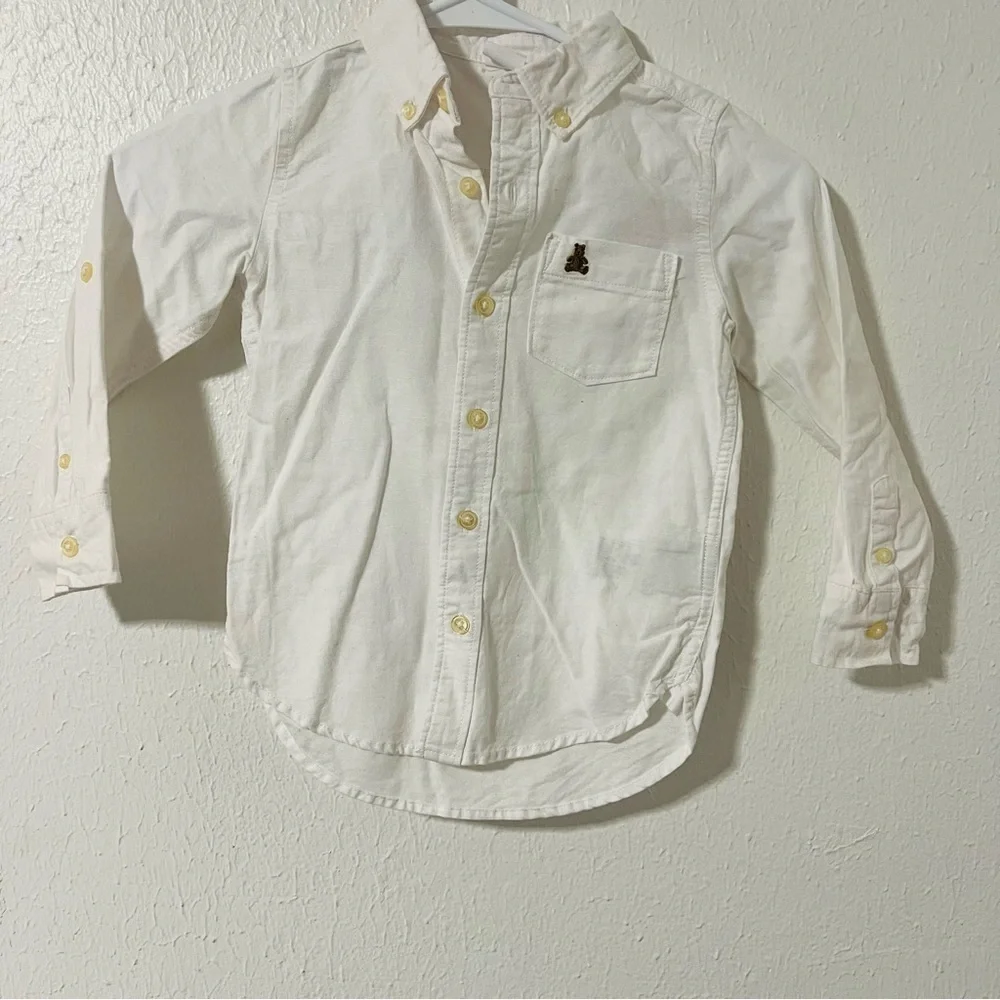 GAP Baby Boys Size 4 Years White Button Down Oxford Shirt Classic Style EUC